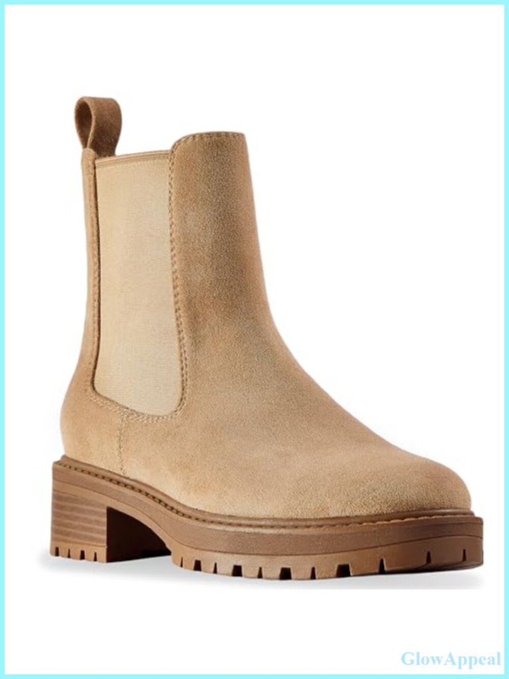 Women's Chelsea Ankle Boots Microfiber Lug Sole Low Heel Pull On
